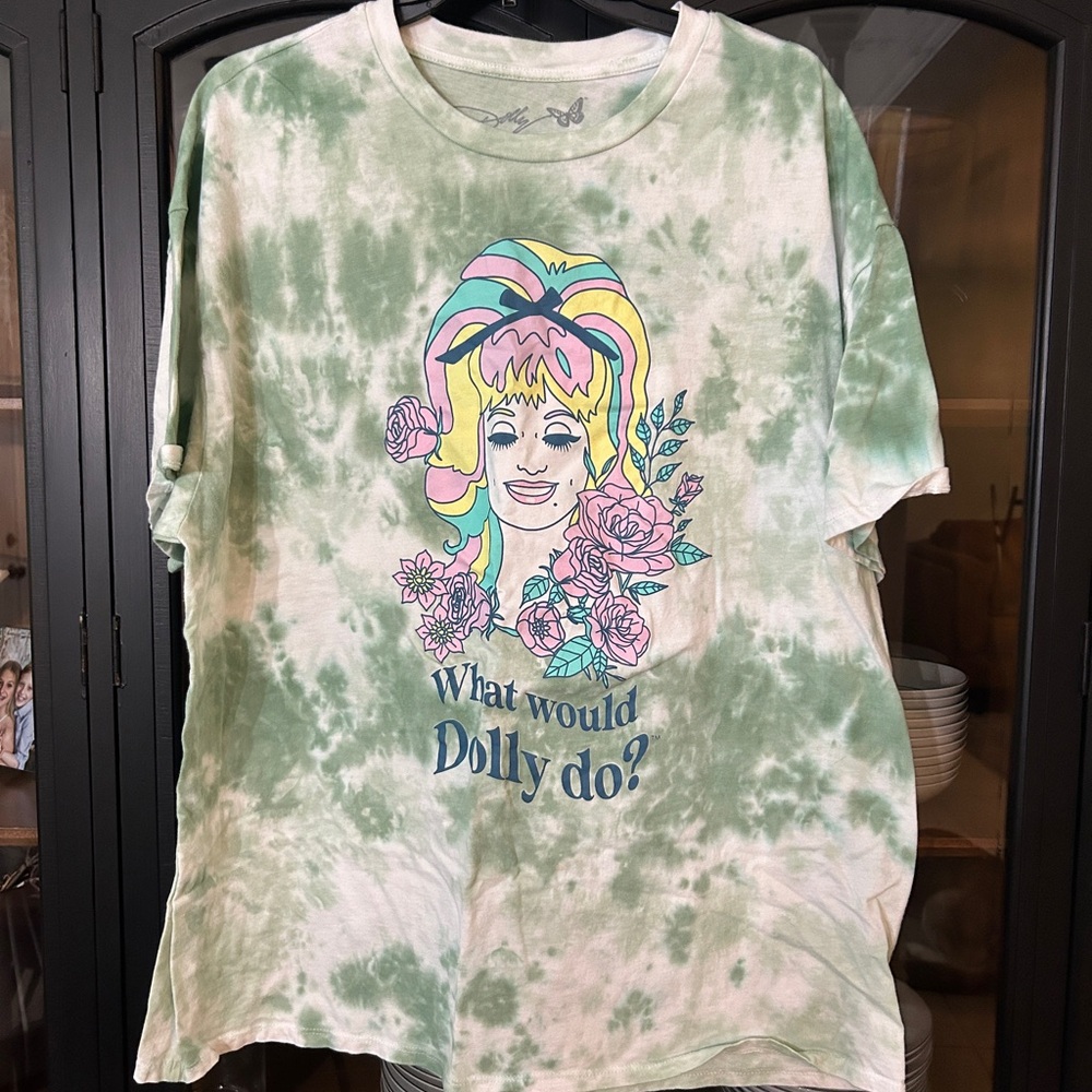 Dolly Parton Green Tie-Dye Graphic T-Shirt